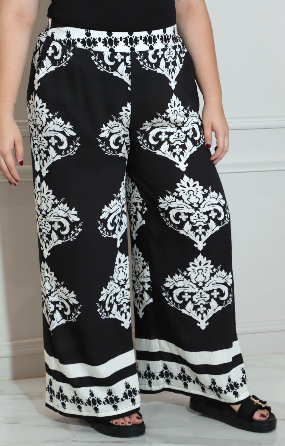 Pantalón negro estampado - PANTALON XL Boutiquemirel 