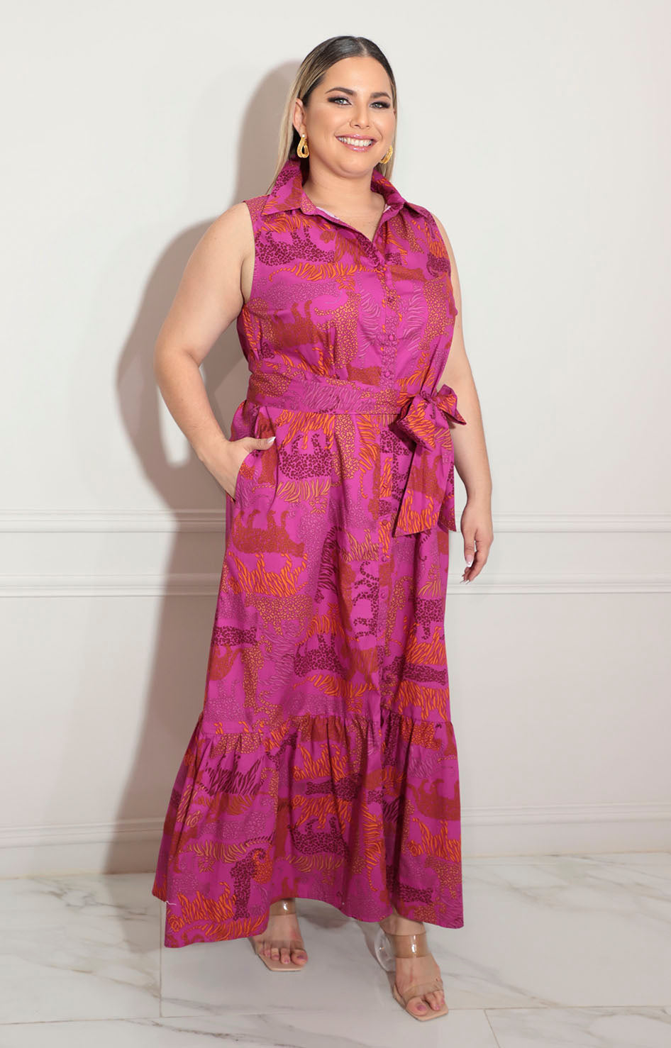 Vestido magenta con flores - VESTIDO XL Boutiquemirel 