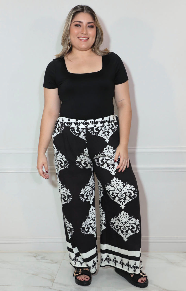 Pantalón negro estampado - PANTALON XL Boutiquemirel 