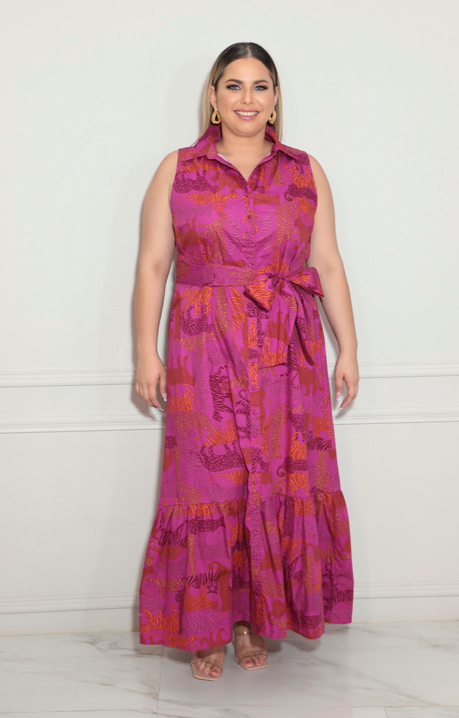 Vestido magenta con flores - VESTIDO XL Boutiquemirel 