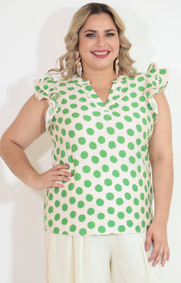 Blusa verde estampada de manga corta - BLUSA Boutiquemirel 