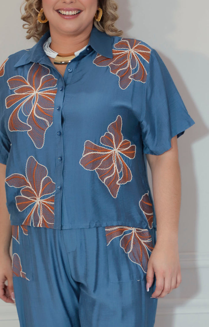 Conjunto azul estampado - CONJUNTO XL Boutiquemirel 