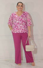 Conjunto fucsia estampado de flores - CONJUNTO Boutiquemirel 