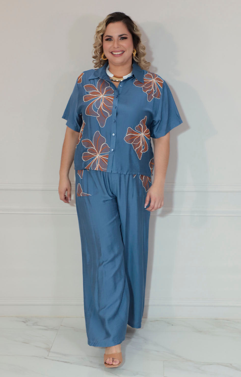 Conjunto azul estampado - CONJUNTO XL Boutiquemirel 