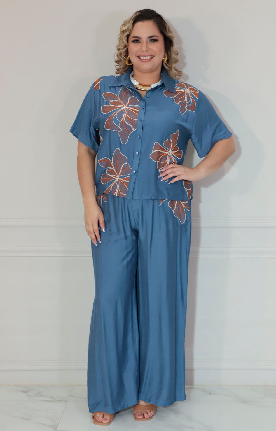 Conjunto azul estampado - CONJUNTO XL Boutiquemirel 