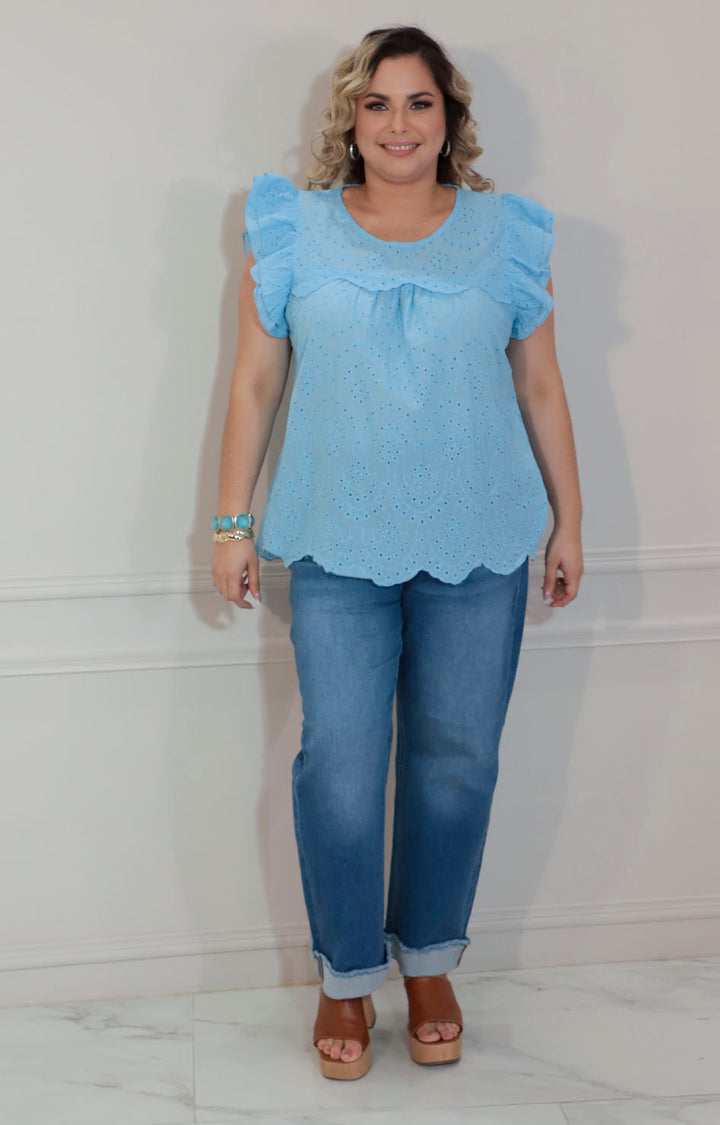 Blusa azul bordada - BLUSA Boutiquemirel 