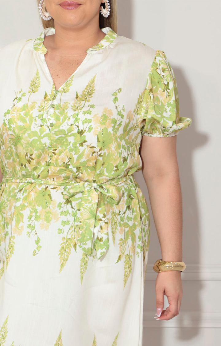 Vestido beige con flores - VESTIDO XL Boutiquemirel 