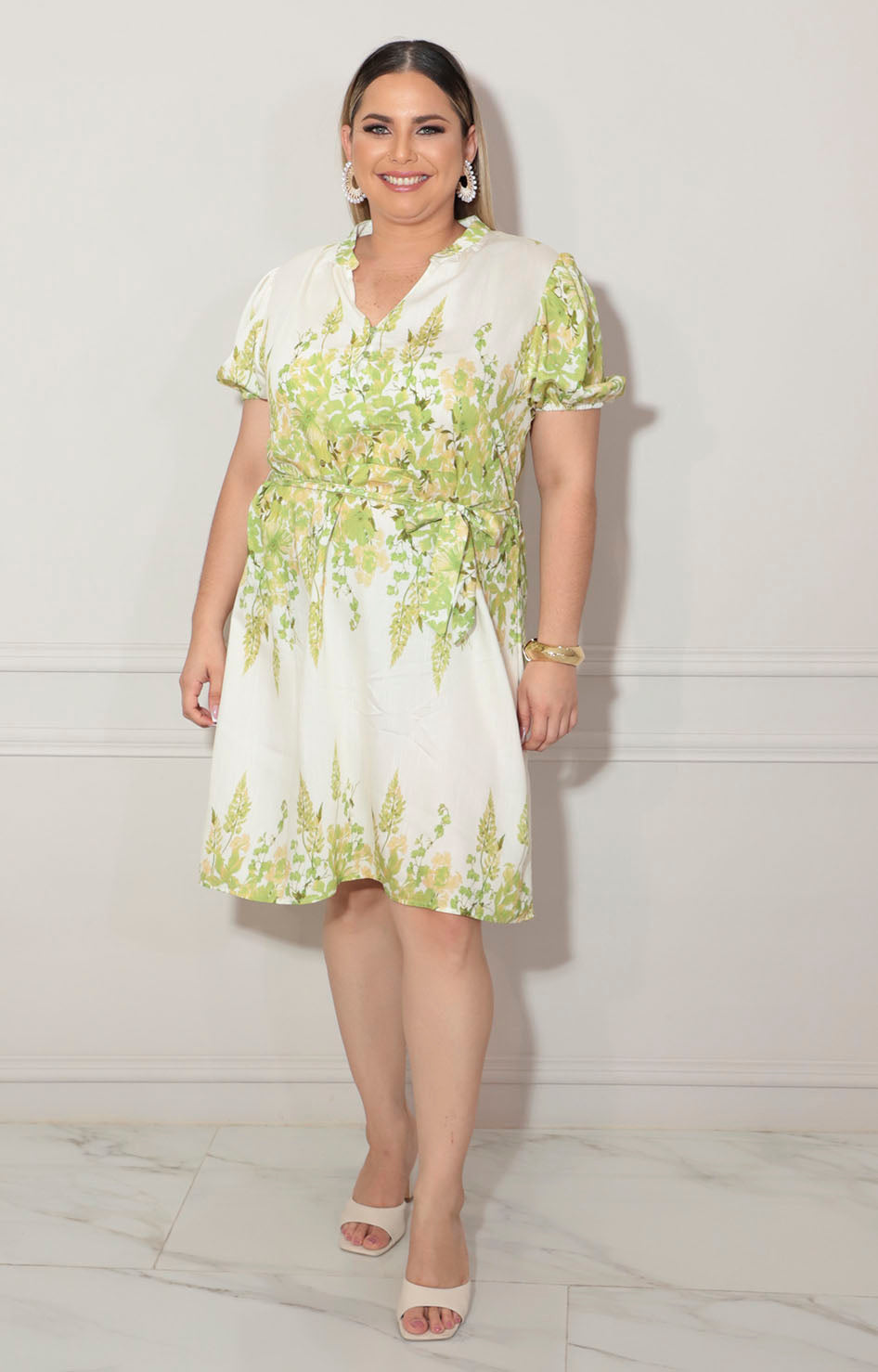 Vestido beige con flores - VESTIDO XL Boutiquemirel 