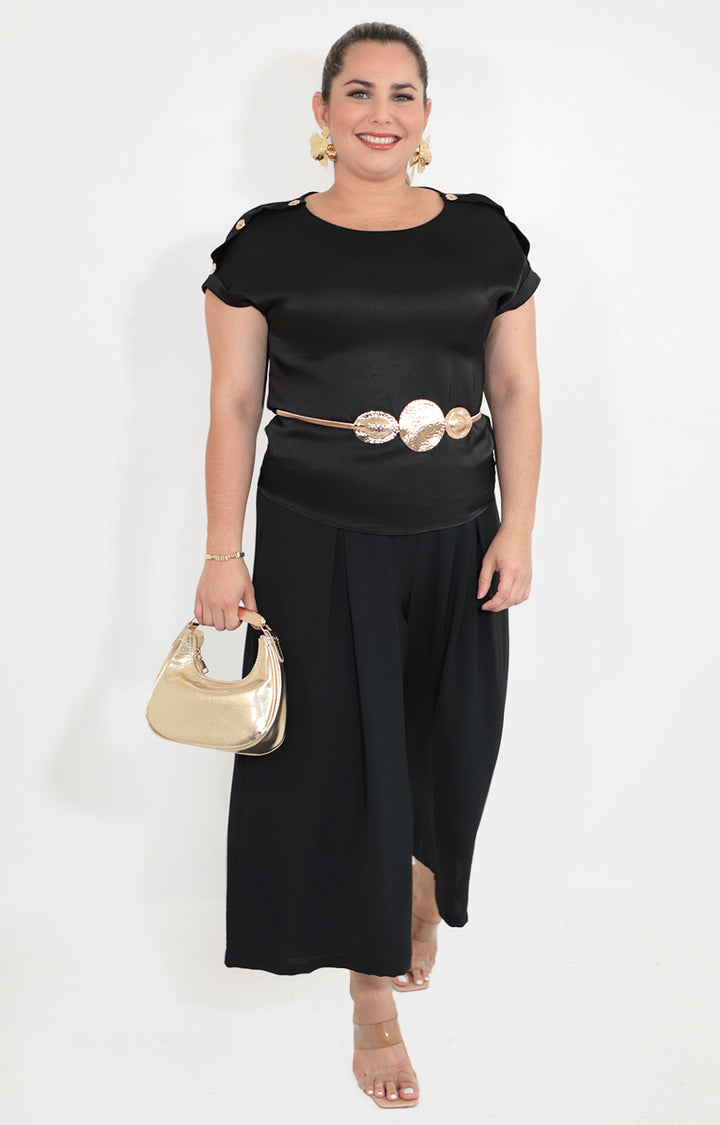 Capri negro corte culotte - PANTALON Boutiquemirel 