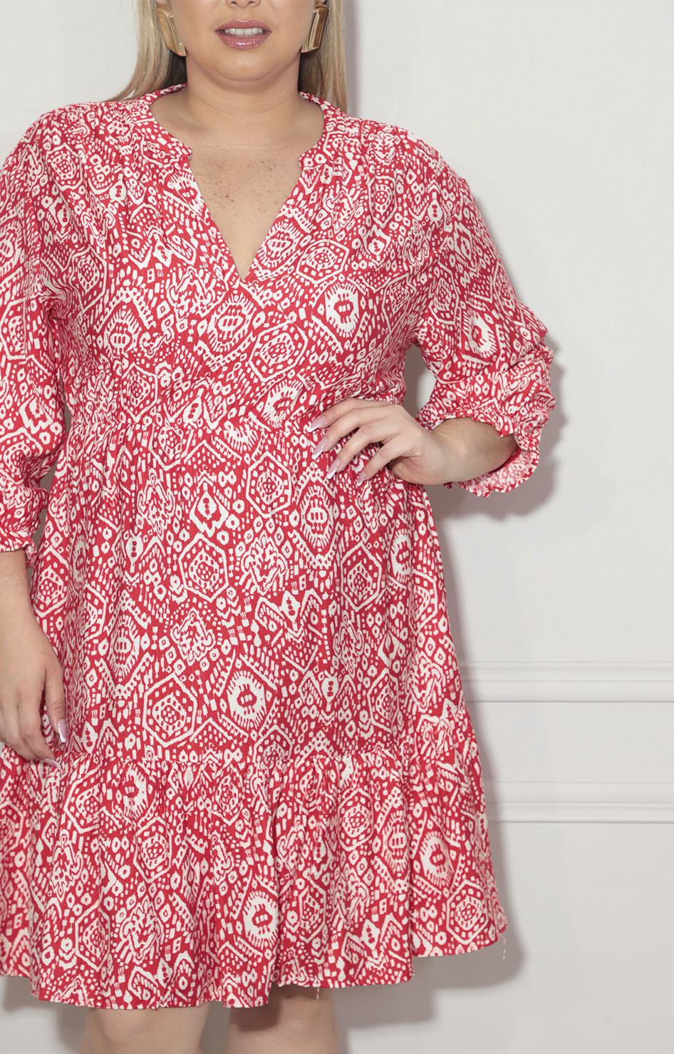 Vestido rojo estampado - VESTIDO XL Boutiquemirel 