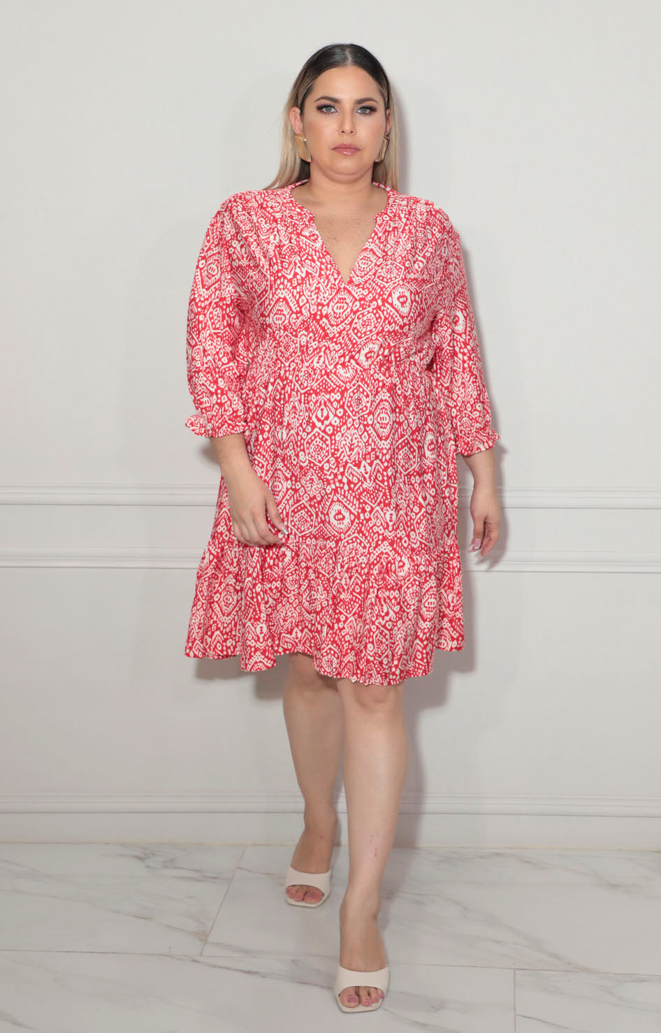 Vestido rojo estampado - VESTIDO XL Boutiquemirel 