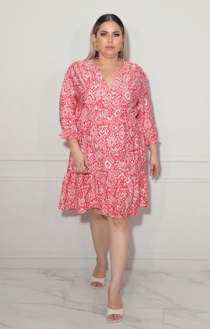 Vestido rojo estampado - VESTIDO XL Boutiquemirel 