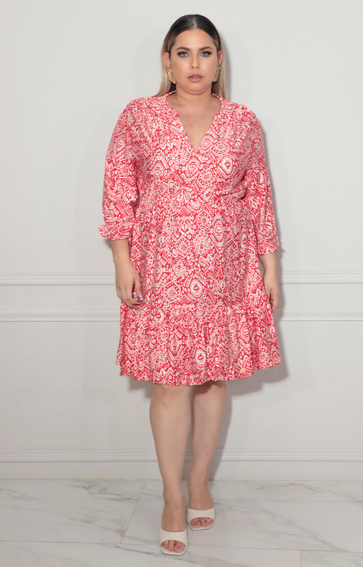 Vestido rojo estampado - VESTIDO XL Boutiquemirel 