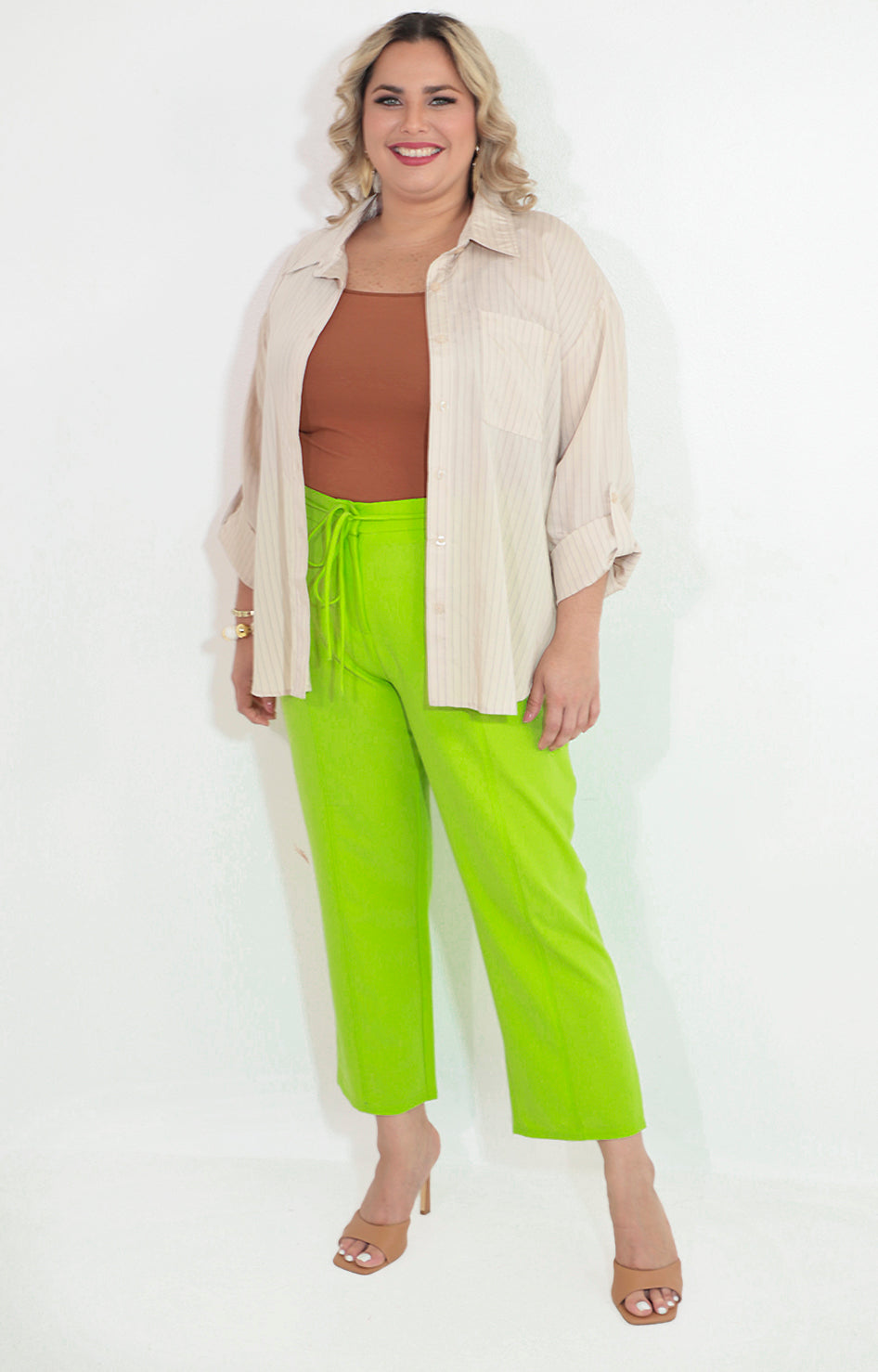 Pantalon verde con elastico y lazo - PANTALON Boutiquemirel 