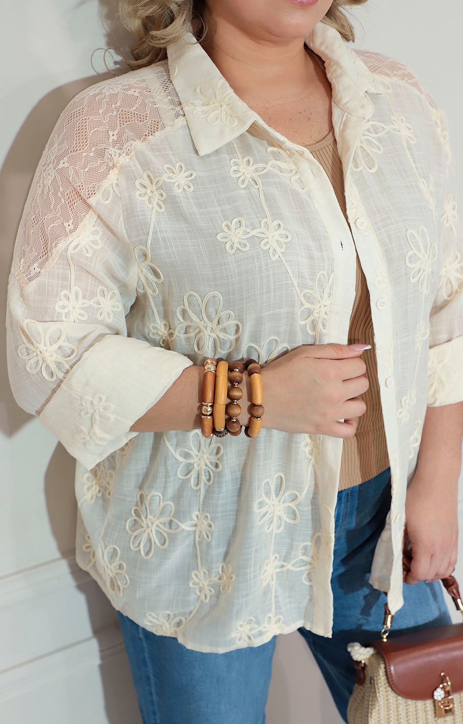 Blusa beige bordado - BLUSA XL Boutiquemirel 