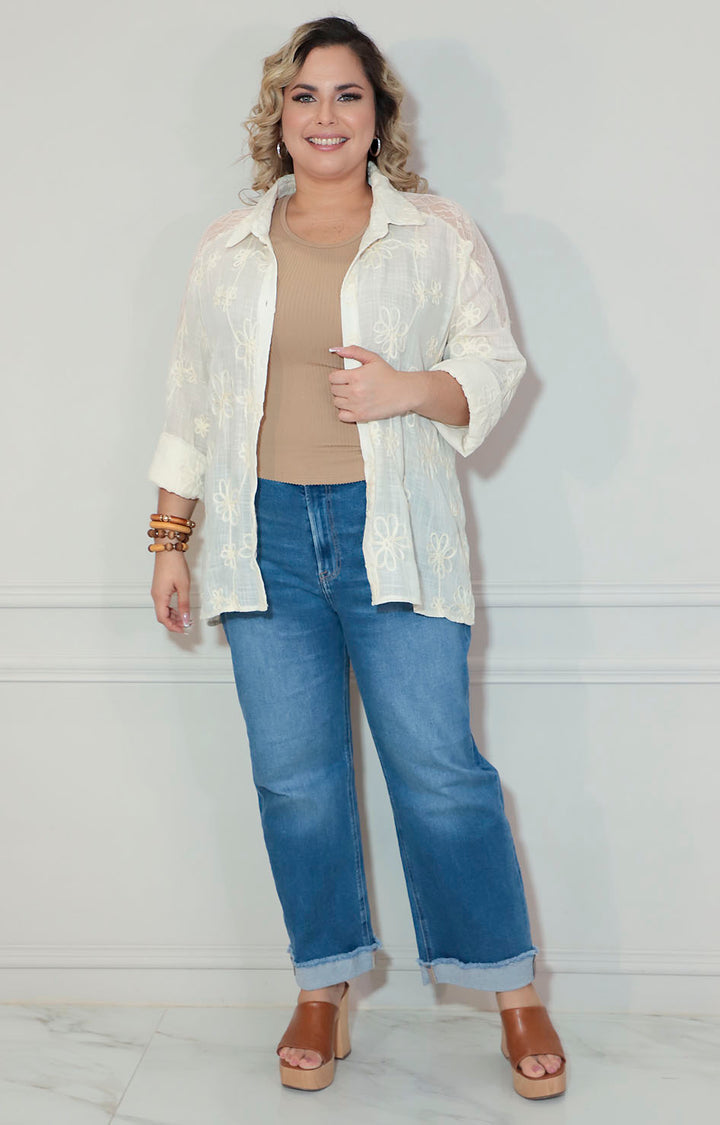 Blusa beige bordado - BLUSA XL Boutiquemirel 