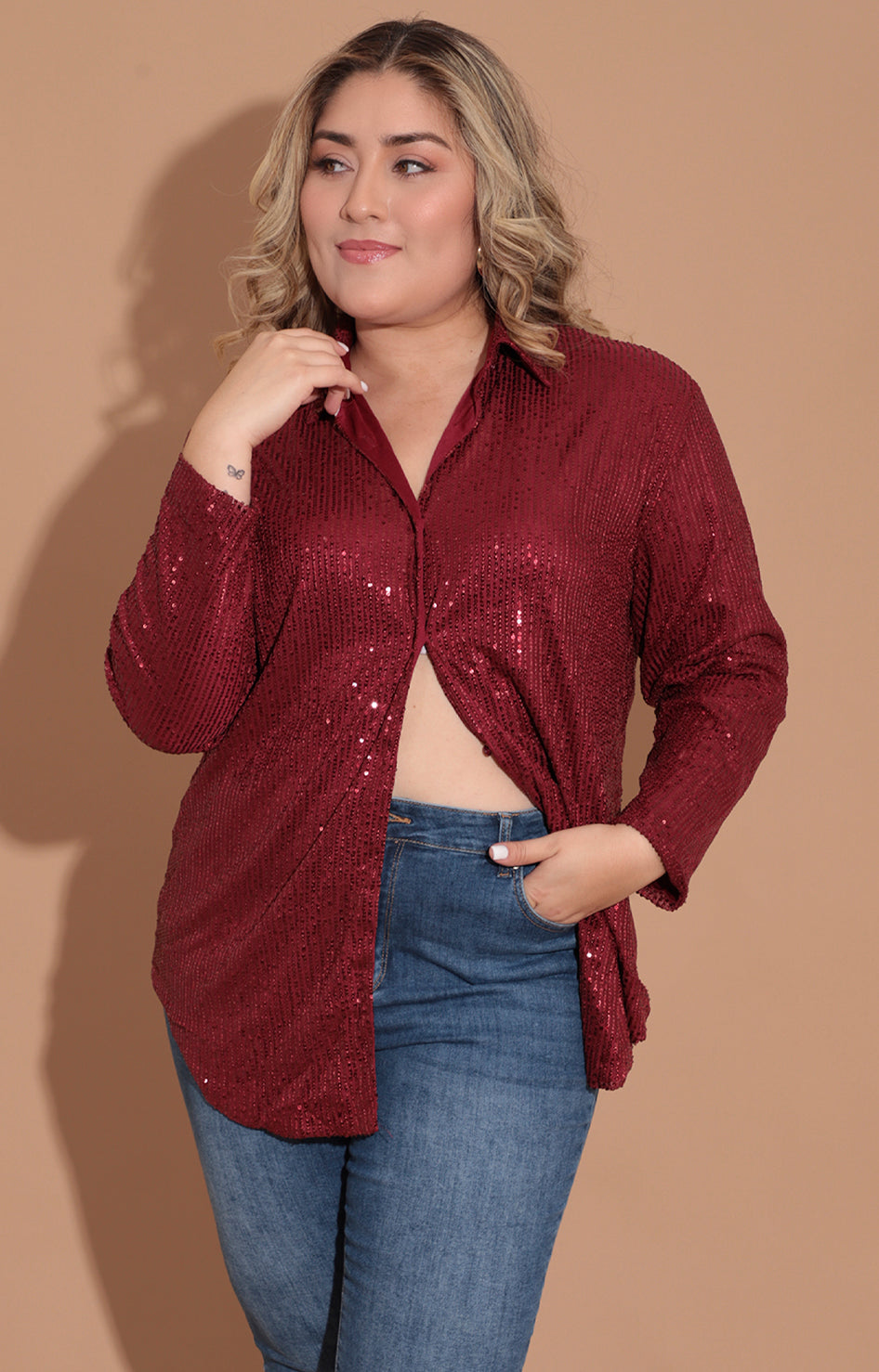 Blusa vino con lentejuela - BLUSA Boutiquemirel 