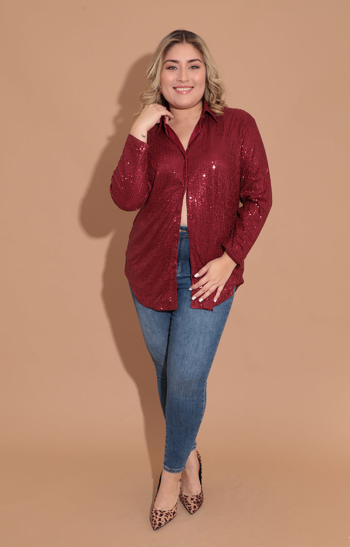 Blusa vino con lentejuela - BLUSA Boutiquemirel 