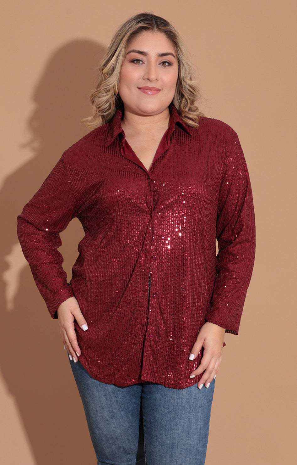 Blusa vino con lentejuela - BLUSA Boutiquemirel 