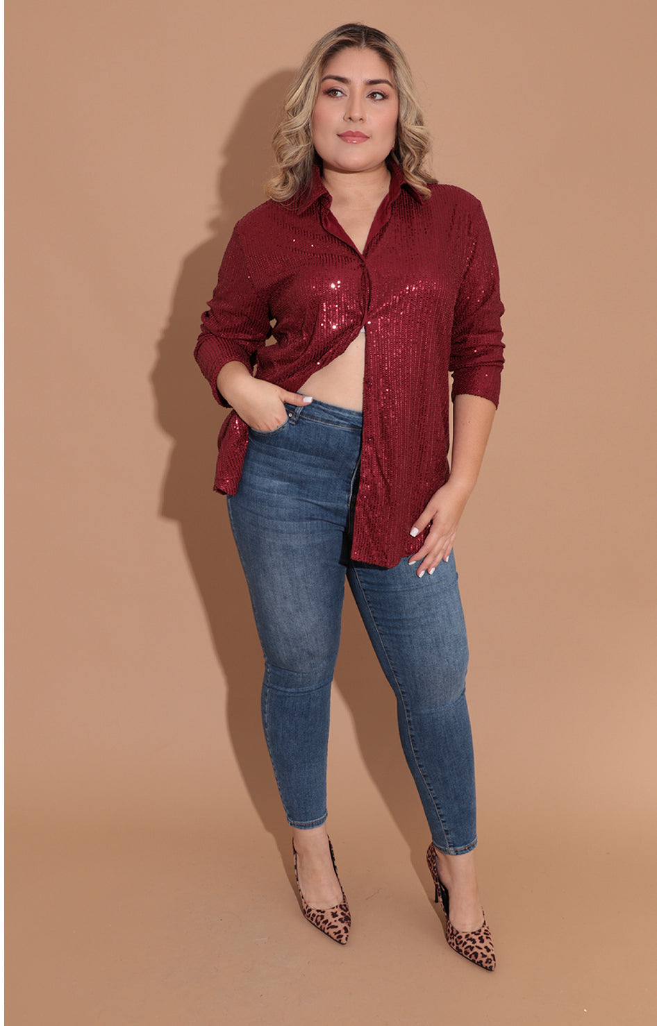 Blusa vino con lentejuela - BLUSA Boutiquemirel 