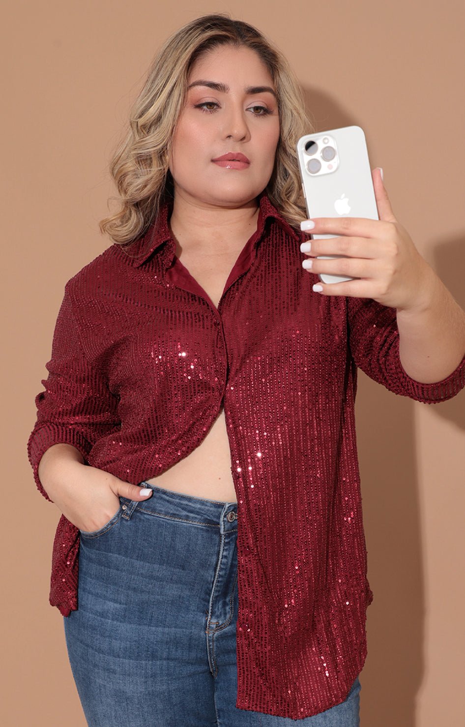 Blusa vino con lentejuela - BLUSA Boutiquemirel 