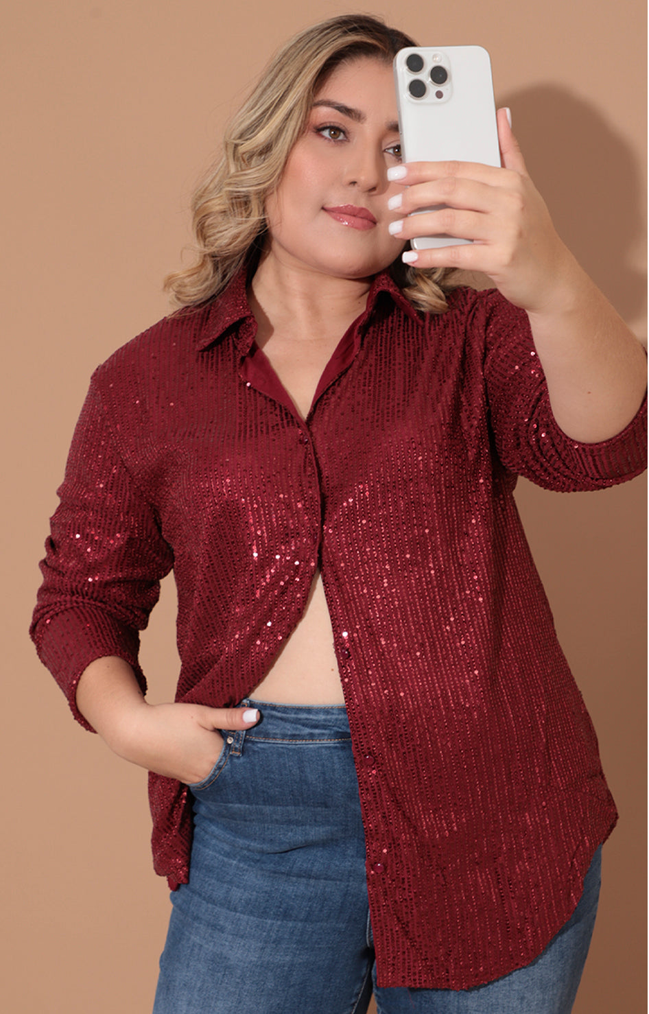 Blusa vino con lentejuela - BLUSA Boutiquemirel 