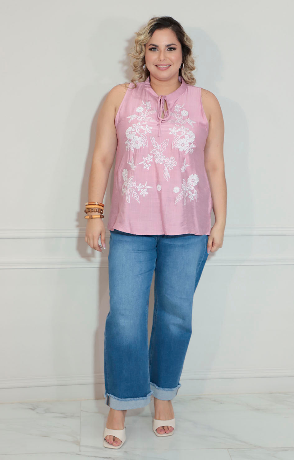 Blusa rosa  bordado - BLUSA XL Boutiquemirel 