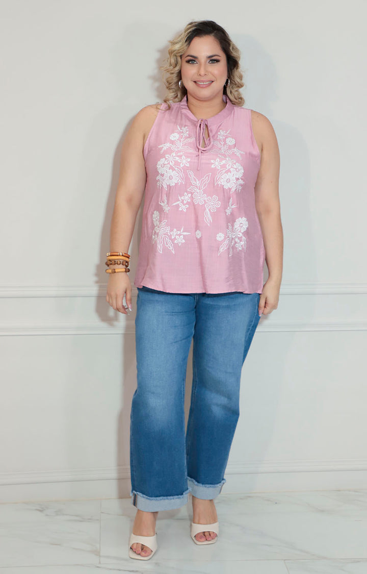 Blusa rosa  bordado - BLUSA XL Boutiquemirel 