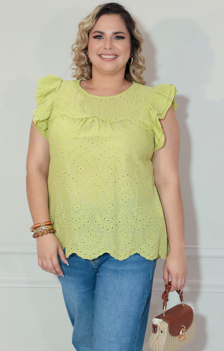 Blusa verde bordada - BLUSA Boutiquemirel 