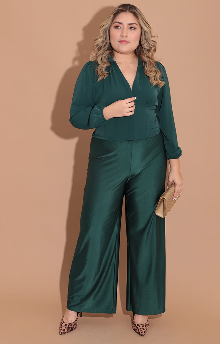 Pantalón verde satinado - PANTALON Boutiquemirel 