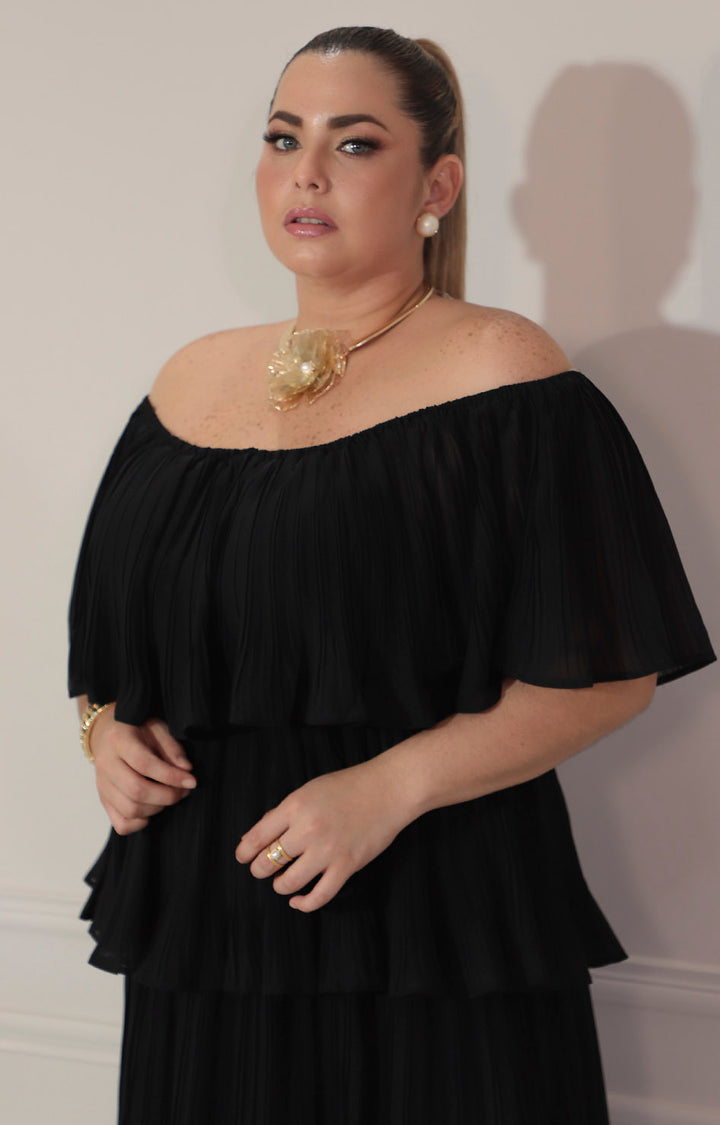 Vestido negro plisado - VESTIDO Boutiquemirel 