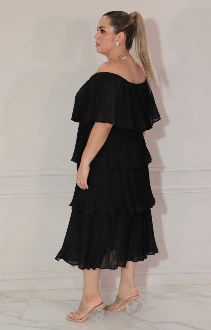 Vestido negro plisado - VESTIDO Boutiquemirel 