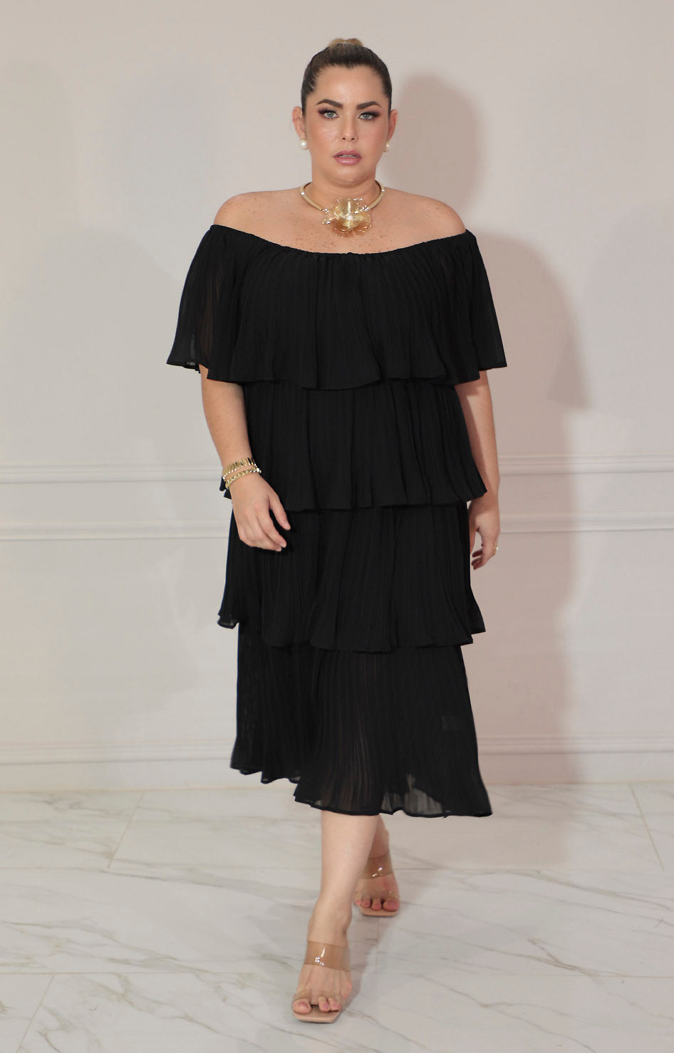 Vestido negro plisado - VESTIDO Boutiquemirel 