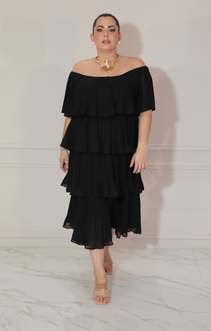Vestido negro plisado - VESTIDO Boutiquemirel 