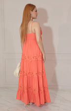 Vestido naranja de tirantes con detalle de guipiur - VESTIDO Boutiquemirel 