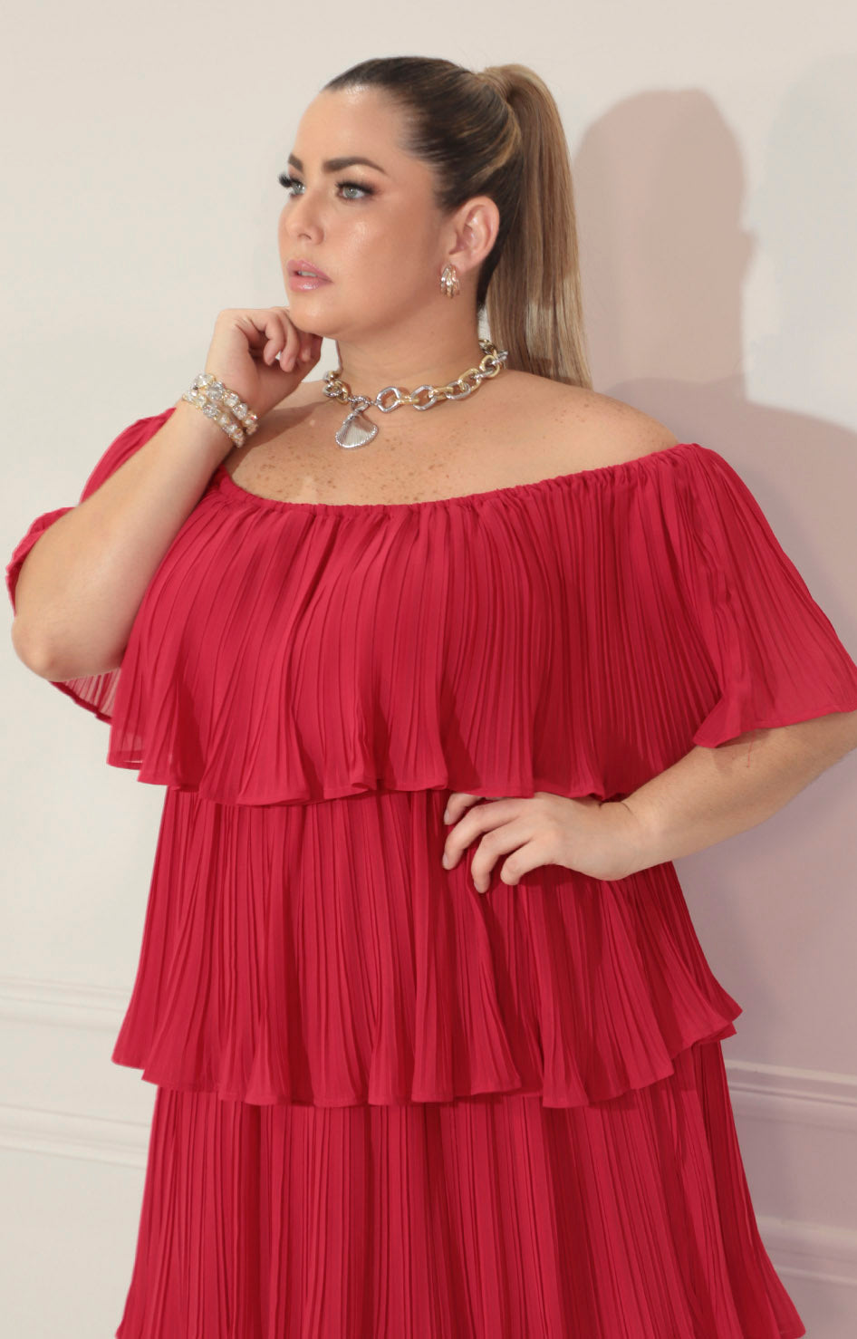 Vestido rojo plisado - VESTIDO Boutiquemirel 