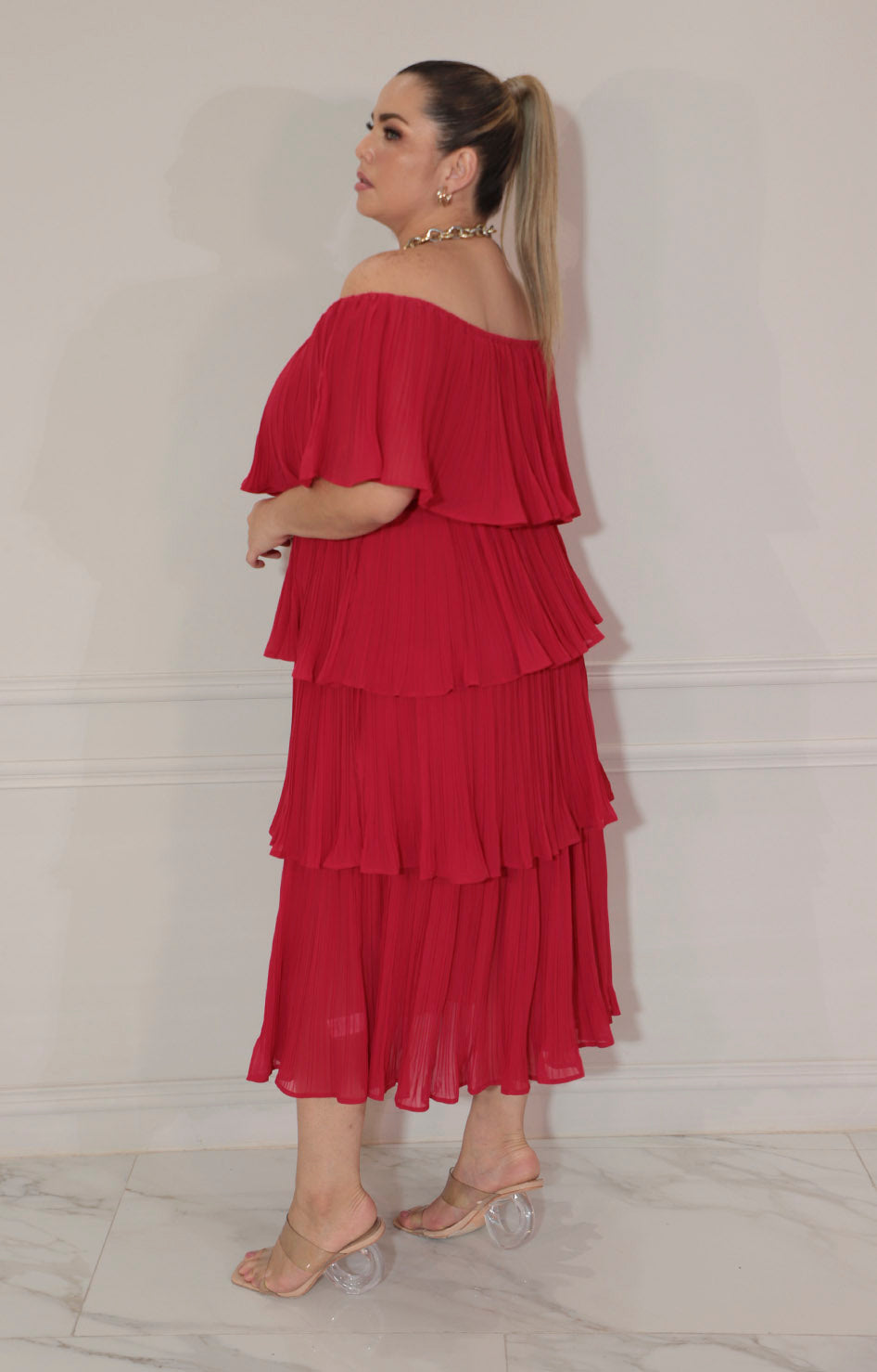 Vestido rojo plisado - VESTIDO Boutiquemirel 