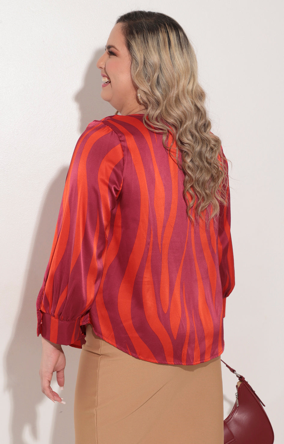 Blusa naranja estampada en magenta - BLUSA Boutiquemirel 