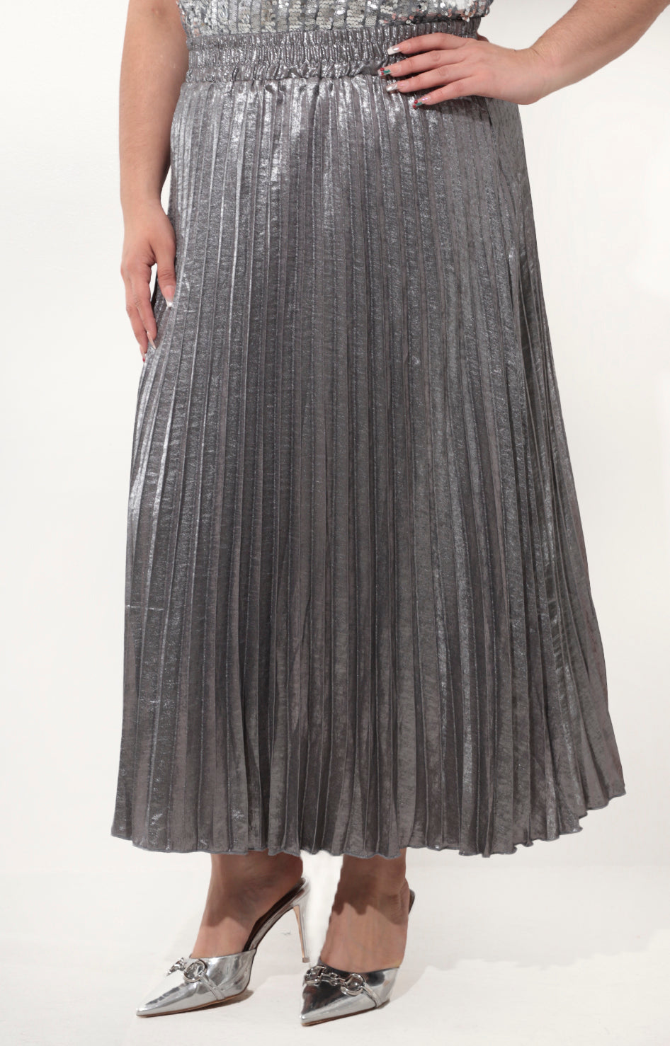 Falda plisada plata - FALDA Boutiquemirel 