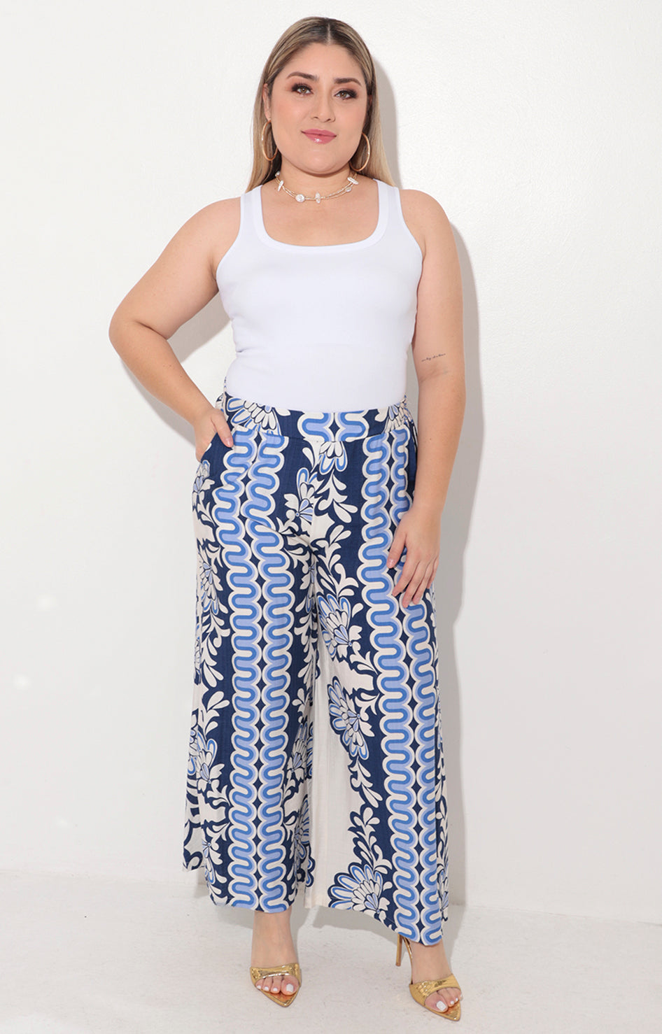 Pantalon azul estampado - PANTALON Boutiquemirel 