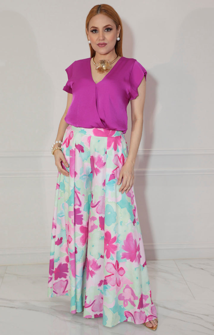 Pantalón amplio estampado multicolor - PANTALON Boutiquemirel 