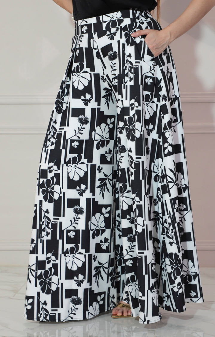 Pantalón amplio negro con blanco - PANTALON Boutiquemirel 