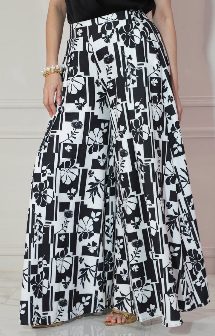 Pantalón amplio negro con blanco - PANTALON Boutiquemirel 