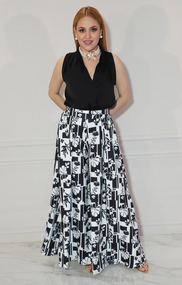 Pantalón amplio negro con blanco - PANTALON Boutiquemirel 