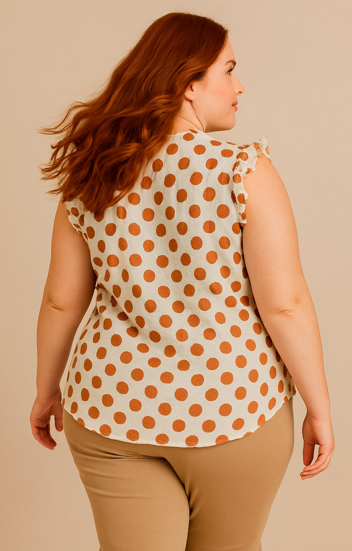 Blusa beige con puntos cafe - BLUSA Boutiquemirel 