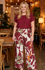 Pantalón vino estampado - PANTALON XL Boutiquemirel 