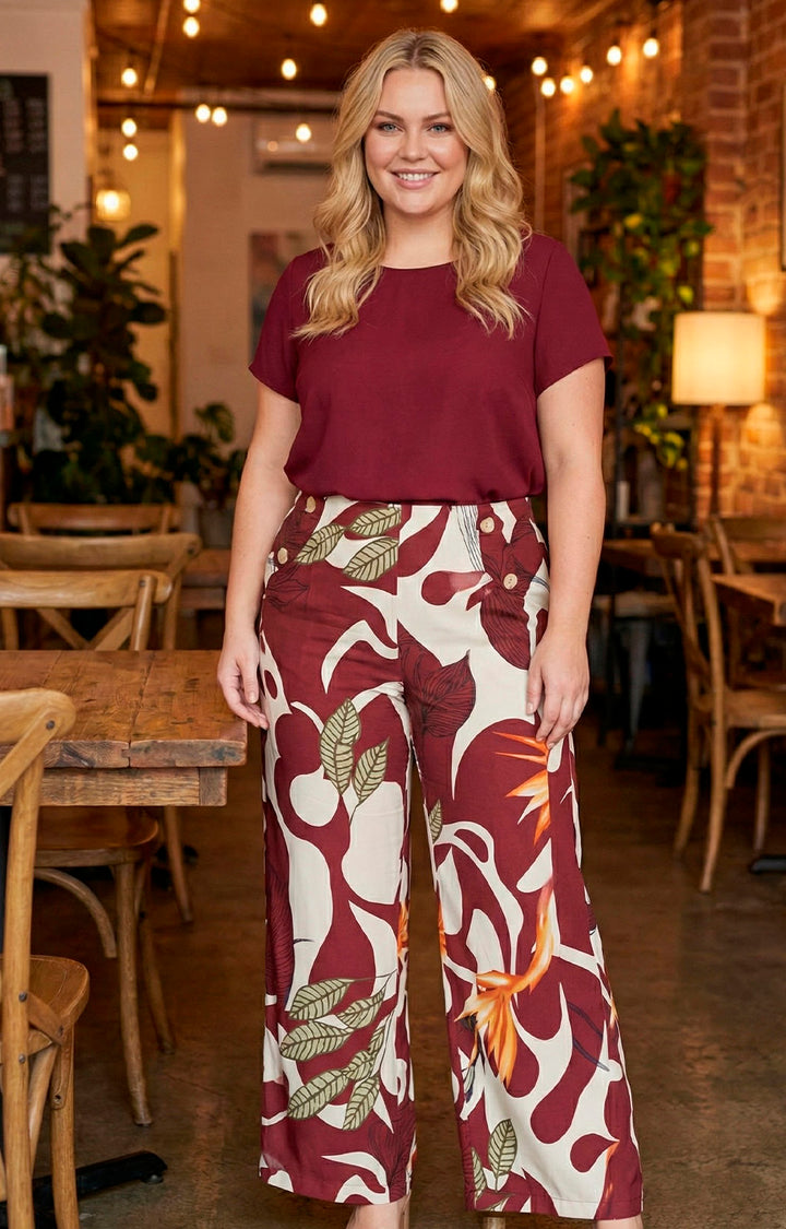Pantalón vino estampado