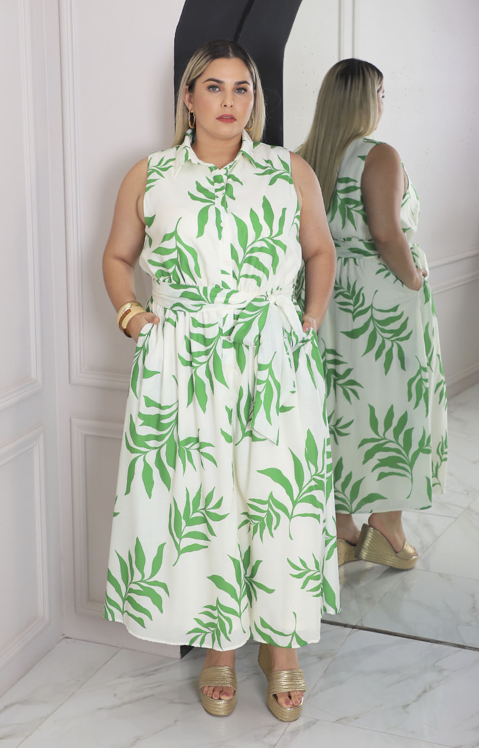 Vestido verde estampado