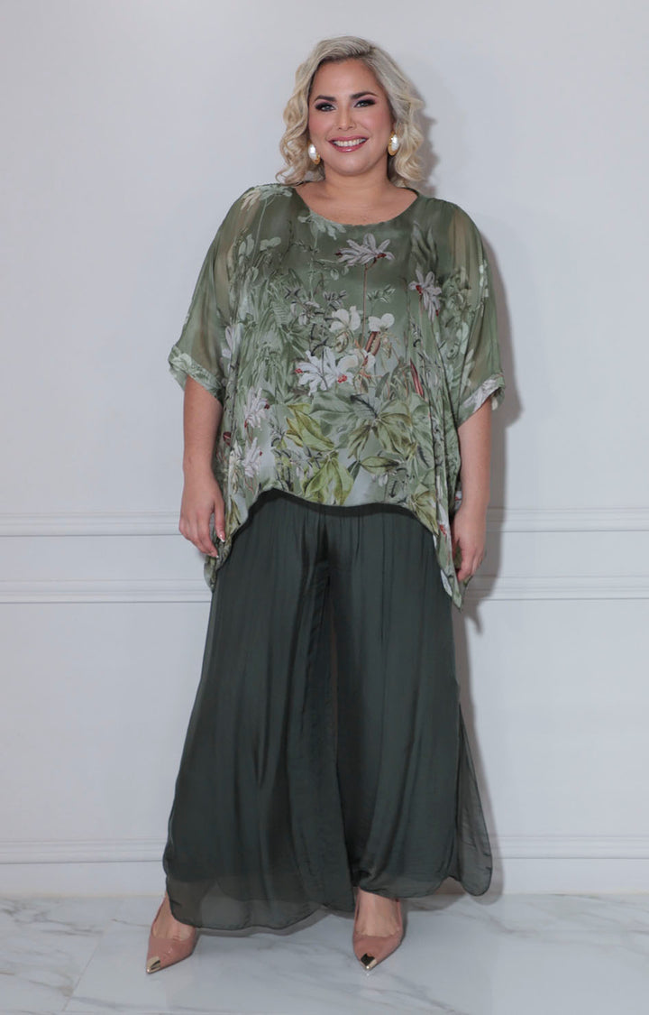 Conjunto verde con flores - CONJUNTO Boutiquemirel 