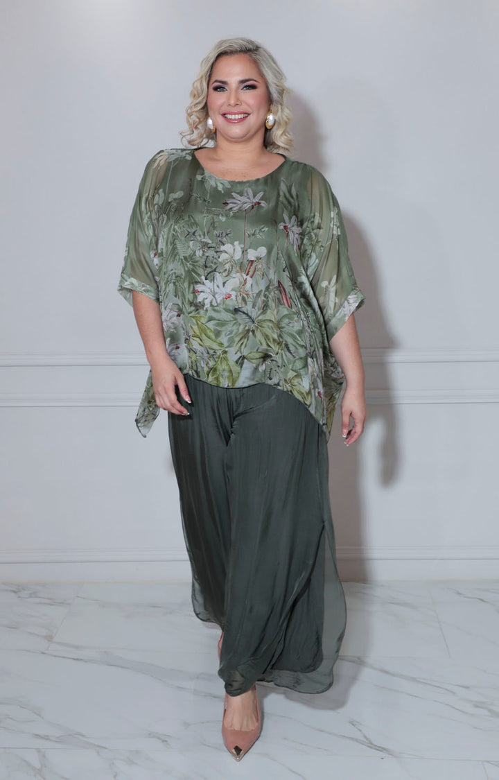 Conjunto verde con flores - CONJUNTO Boutiquemirel 